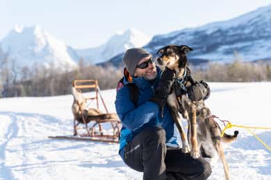 Från Tromsö: Huskyupplevelse med självkörande tur med hundspann