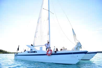 Bacalar privé catamaran lunch en drankjes vanuit Costa Maya