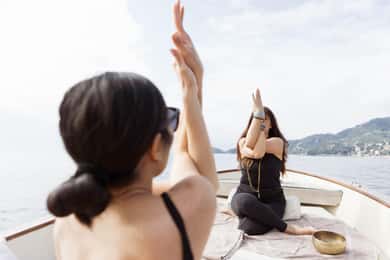 Yoga and meditation on a boat in Portofino