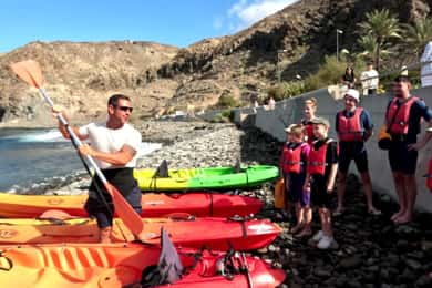 Tenerife: Palm-Mar leje af dobbeltkajak med snorkeludstyr
