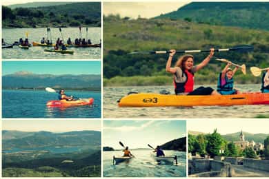 Experiência de canoagem no lago da montanha a partir de Madrid