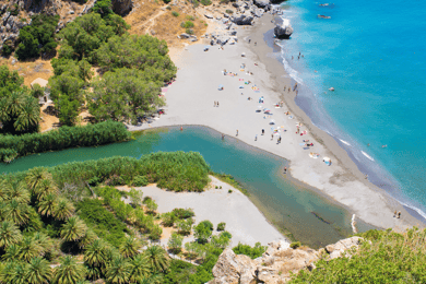 Heraklion: Båttur til palmestranden Preveli og byrundtur i Rethymno