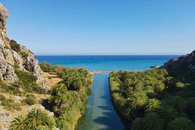 Creta: Praia tropical de Preveli e floresta de palmeiras