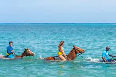 Montego Bay e Negril: Rafting em bambu no oceano, tirolesa e cavalgada