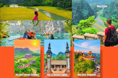 Fra Hanoi: Bai Dinh, Trang An eller Tam Coc, Mua-hulen og Hoa Lu