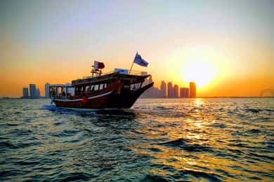 Doha: Sunset Dhow Cruise with View of skyscraper’s