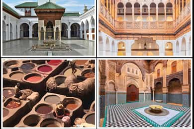 Fes: Kongeslottet, Madrasa, garveriet, soukene og medinaen