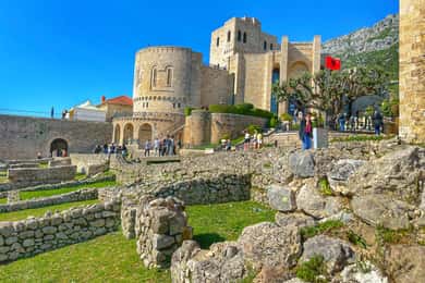 From Tirana: Kruja Castle, Old Bazaar & Sari Salltik View
