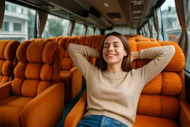 Pokhara ↔️ Kathmandu: VIP Luxury Sofa Bus Transfer (Rainbow)