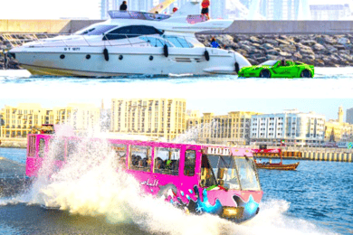 Dubai: Luxury Yacht Tour with Wonder Bus Tour on land & Sea
