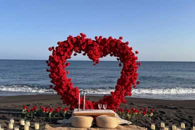 Santorini: Vlychada Beach Dreamy Proposal with Heart Arch
