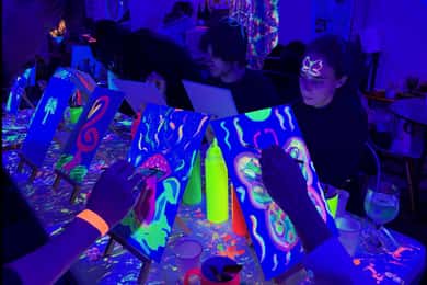 Rome: Neon Art Painting Workshop with Wine