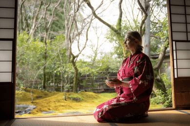 Zen-Meditation in einem privaten Tempel mit einem Mönch