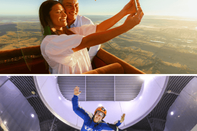 Gold Coast: Hot Air Balloon, Winery Breakfast & FREE iFly