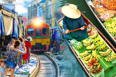 Mercato galleggiante con auto privata: Damnoen Saduak + Amphawa + Altro