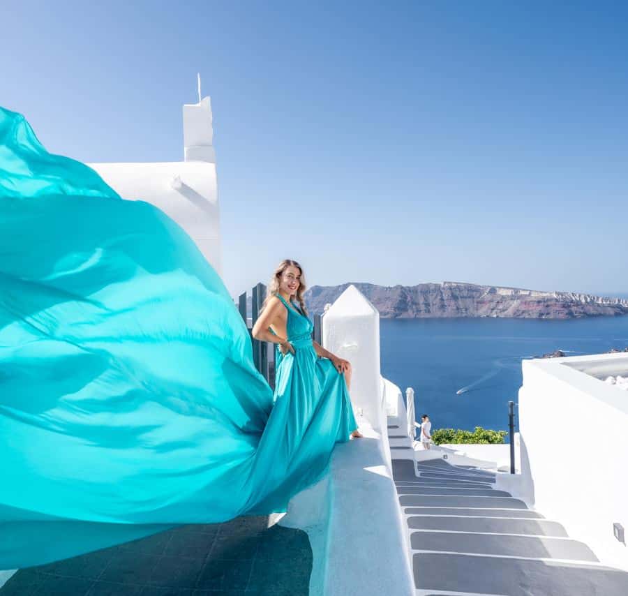 Photoshoot Flying Dress Santorini GetYourGuide
