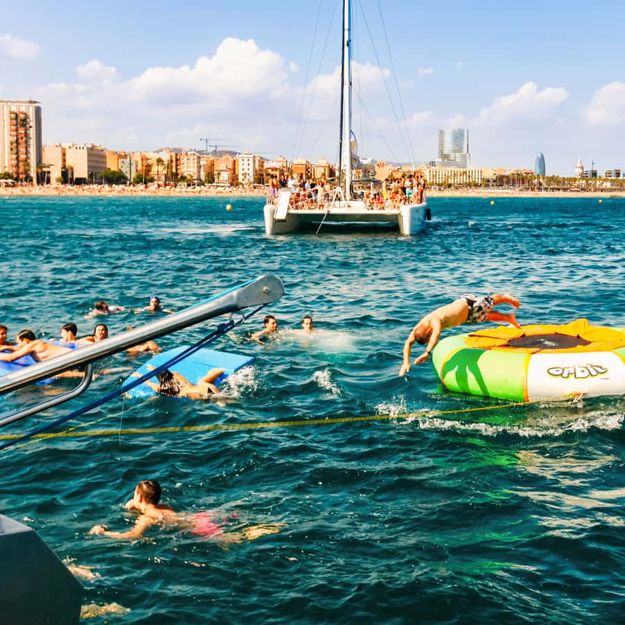 Barcelona: Catamaran Party Cruise with BBQ Meal