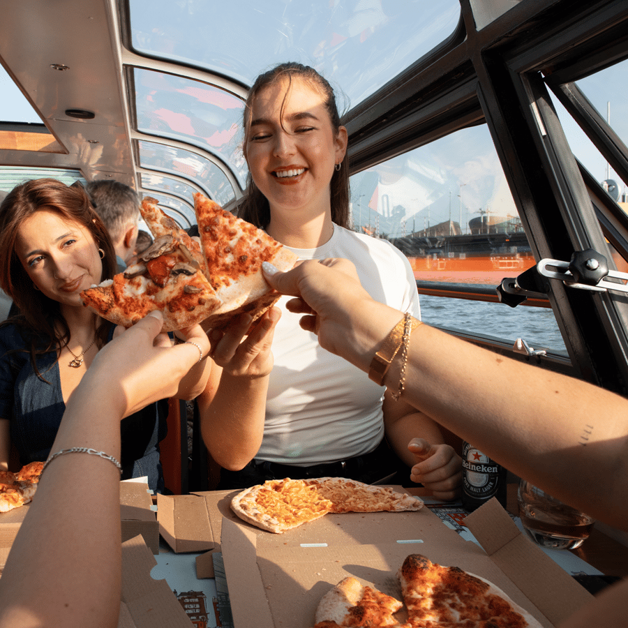 Amsterdam: Pizza Cruise with New York Pizza Drinks GetYourGuide