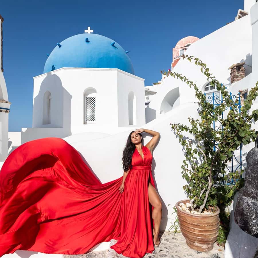 Santorini: Flying Dress Photoshoot **Dress Included** GetYourGuide