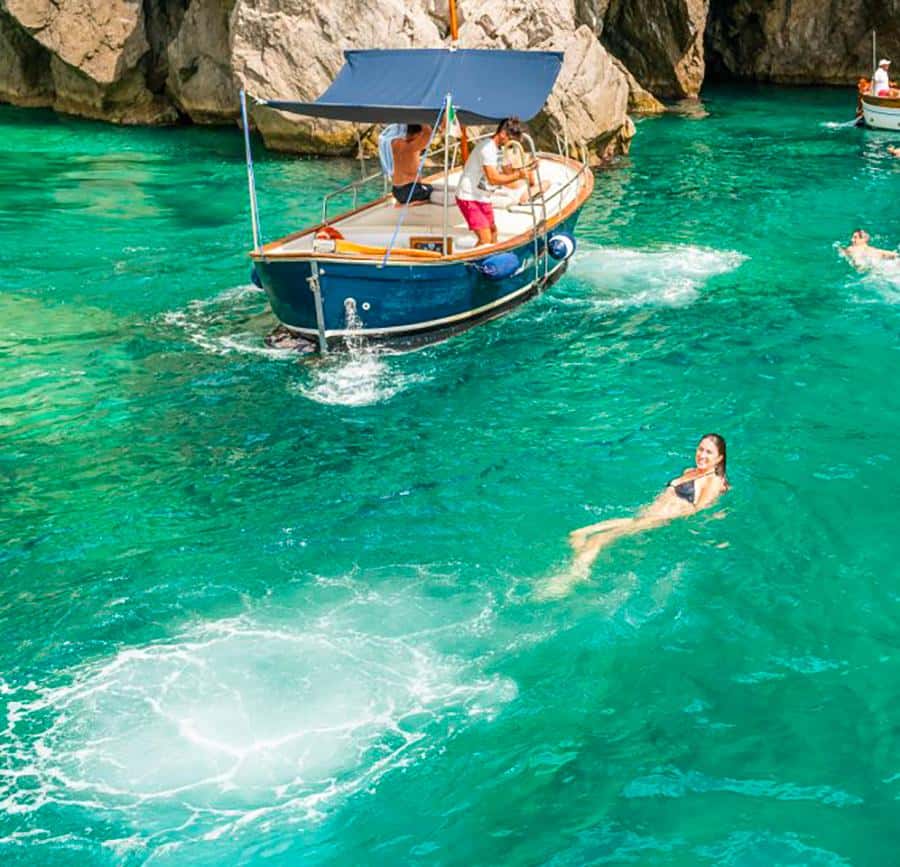 From Sorrento: Capri Boat Cruise with Drinks & Pickup