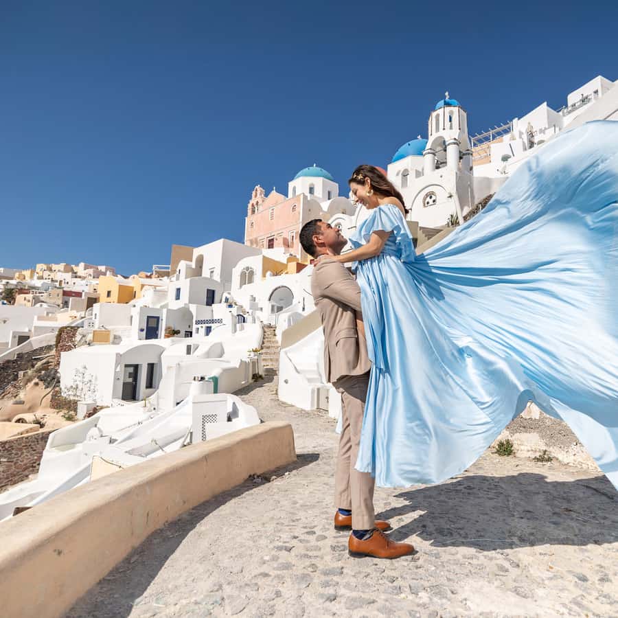 Santorini: Flying Dress Photoshoot **Dress Included** GetYourGuide