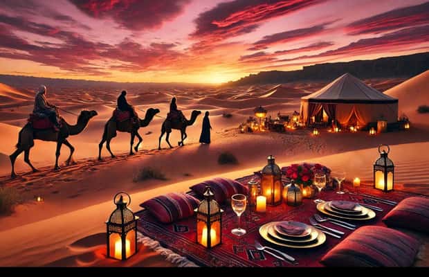 image n.1 of Marrakesh: Agafay Desert Sunset, Camel Ride, and Dinner Show activity in Marrakesh, uploaded by supplier
