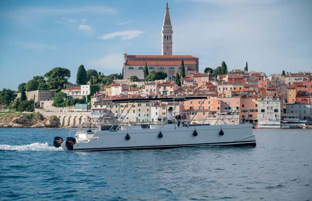 Bild Nr. 1 von Rovinj: Sonnenuntergangs- und Delfin-Gruppentouren mit dem Katamaran Aktivität in Rovinj, hochgeladen vom Anbieter