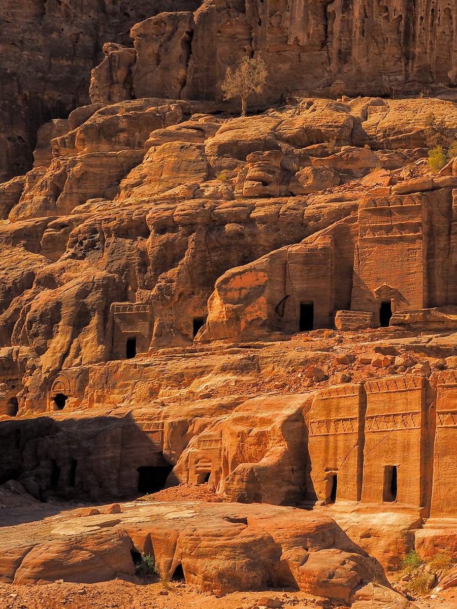 The Royal Tombs carved along the cliff face at Petra