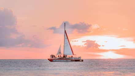 Sunset catamaran cruise off Palm Beach, Aruba