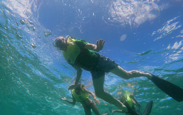Snorkeler underwater off Aruba