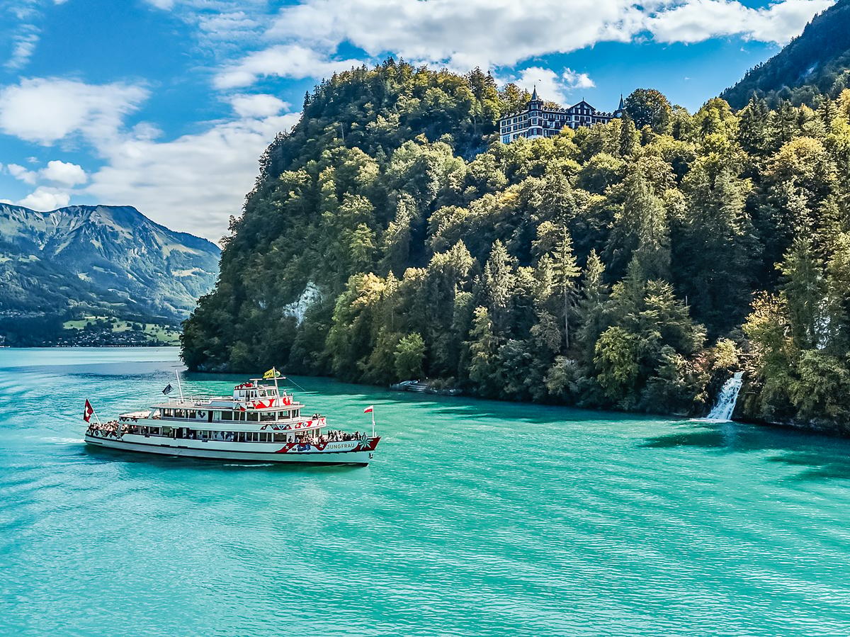 Lake Thun scheduled boat — fully covered by the Swiss Travel Pass