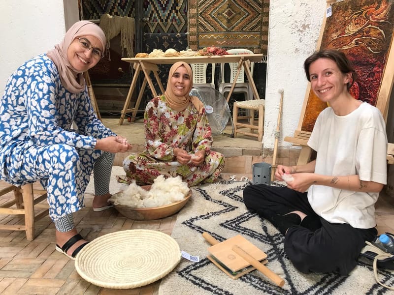 Fès : initiation au filage de la laine - Photo 2