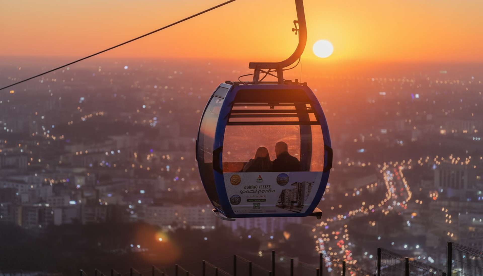 Panoramic view over a city and coastline