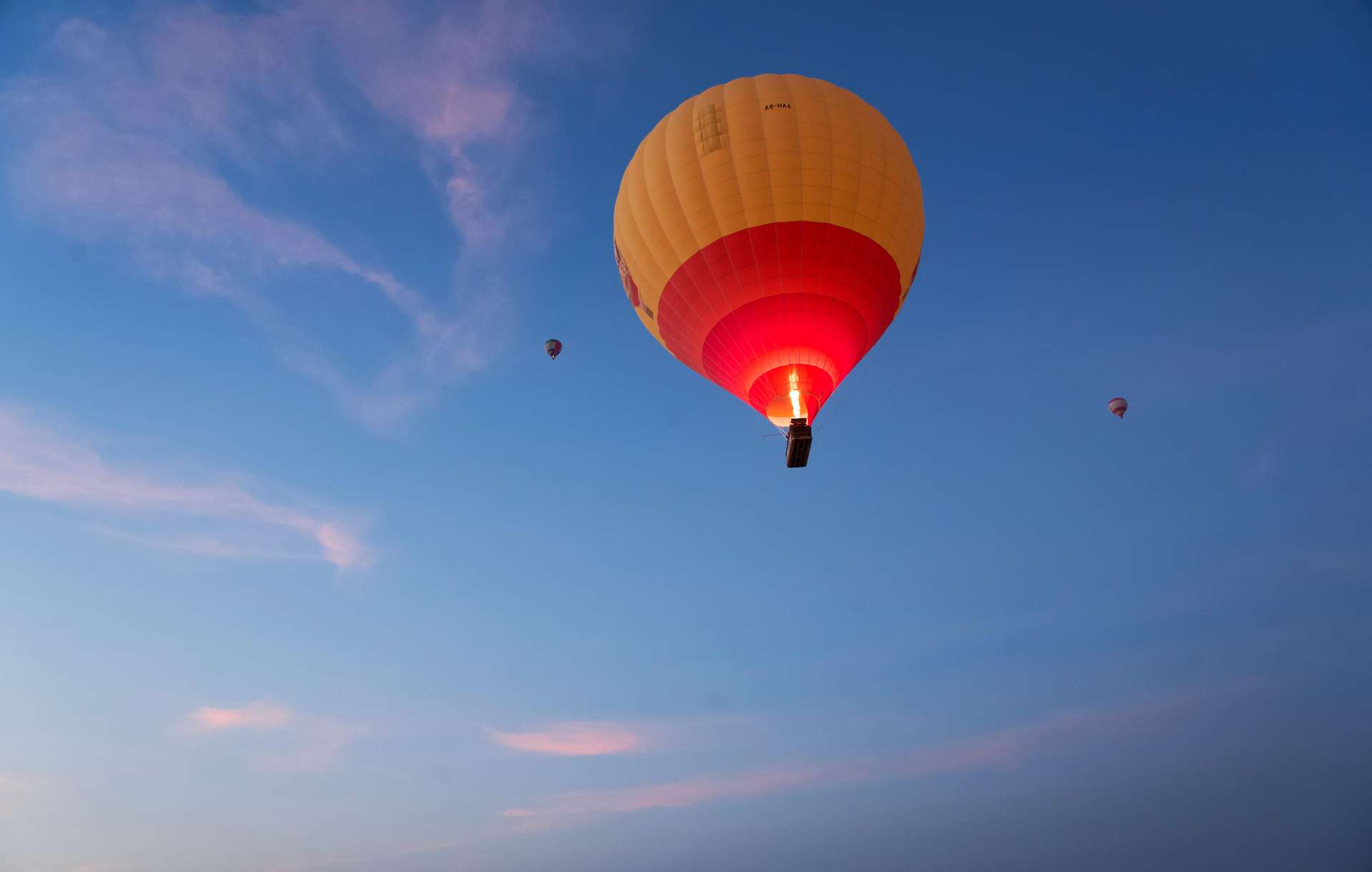 Hot air balloon at sunrise