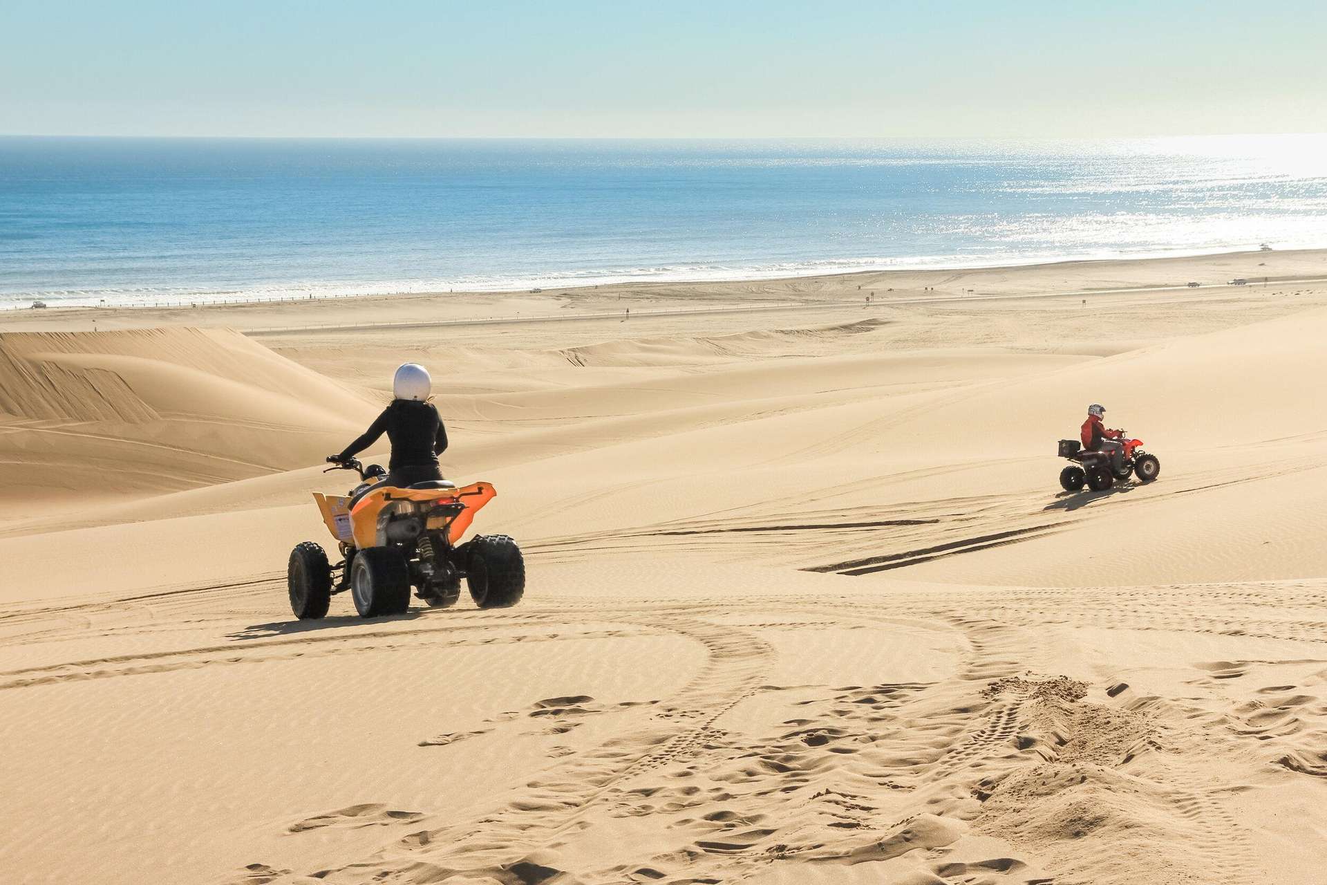 Quad biking in desert-style landscapes near Agadir