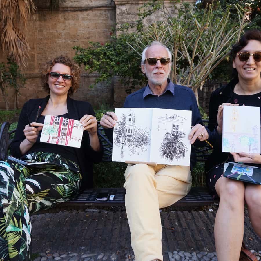 Malaga: Drawing & Painting Lesson Outdoors