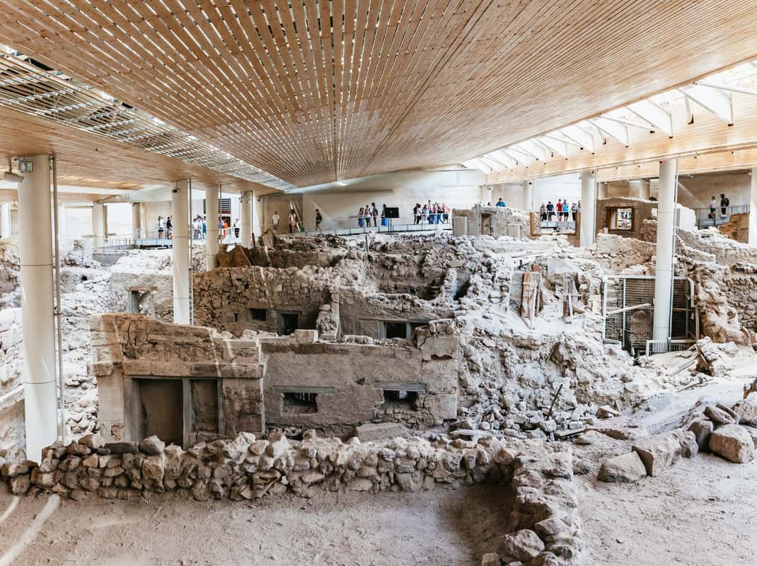Prehistorische ruïnes Akrotiri Minoïsche beschaving