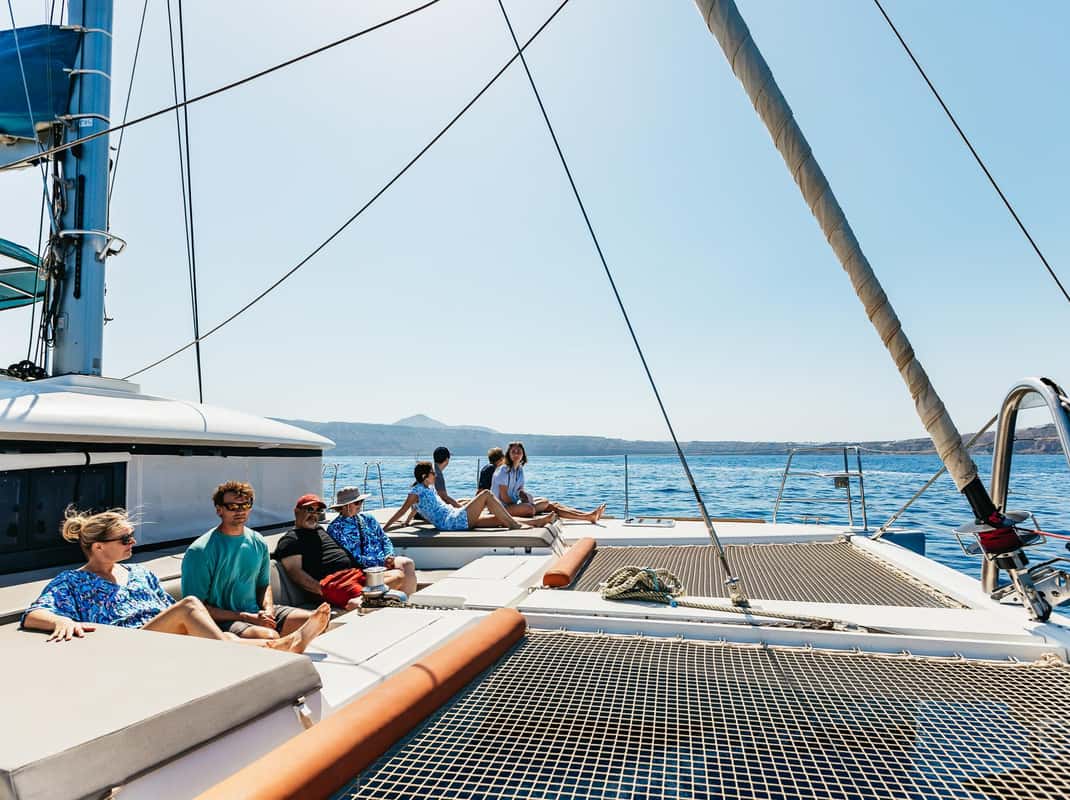 Luxe catamaran Santorini premium cruise