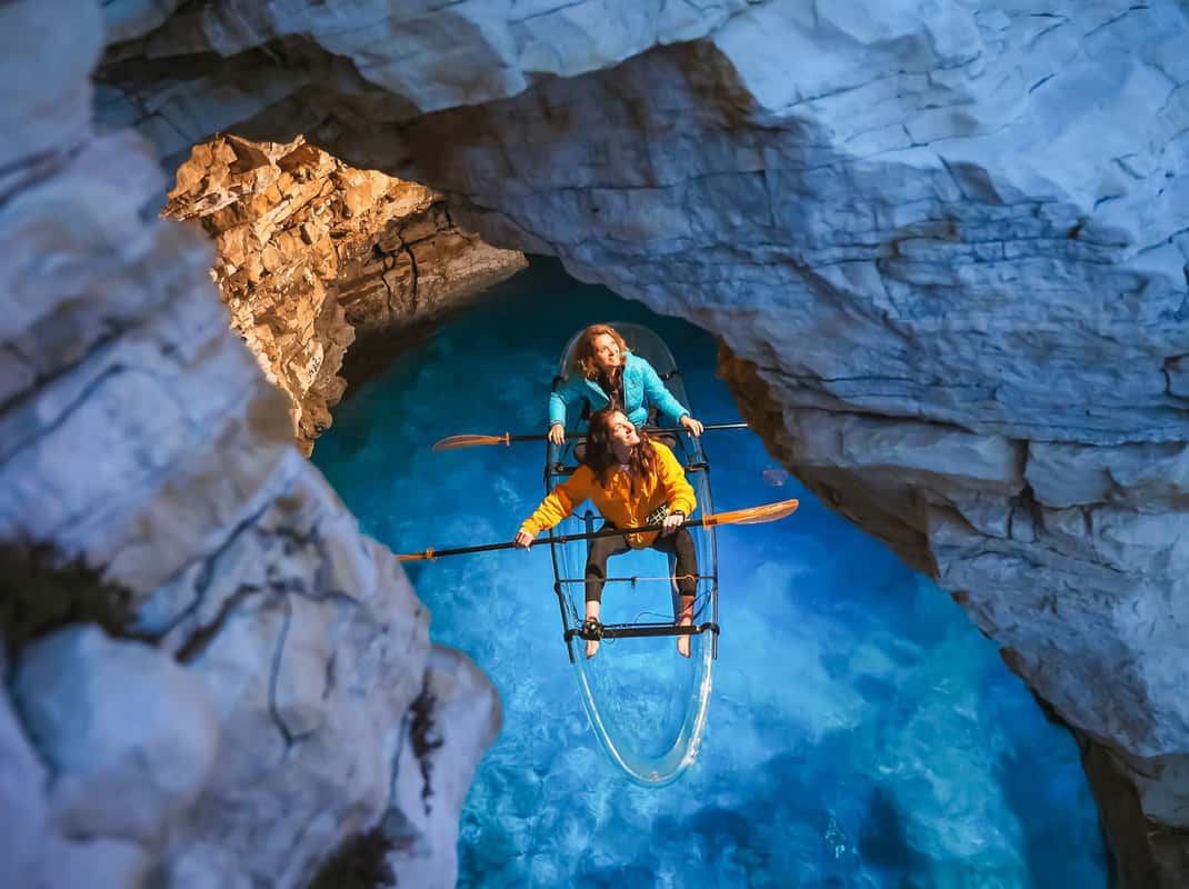 Transparante kayak night glow tour Pula