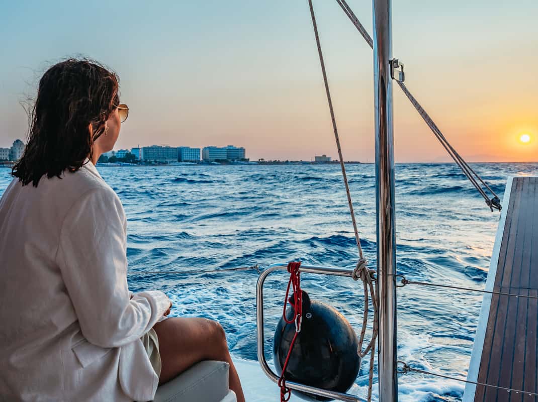 Zonsondergang catamaran Rhodos
