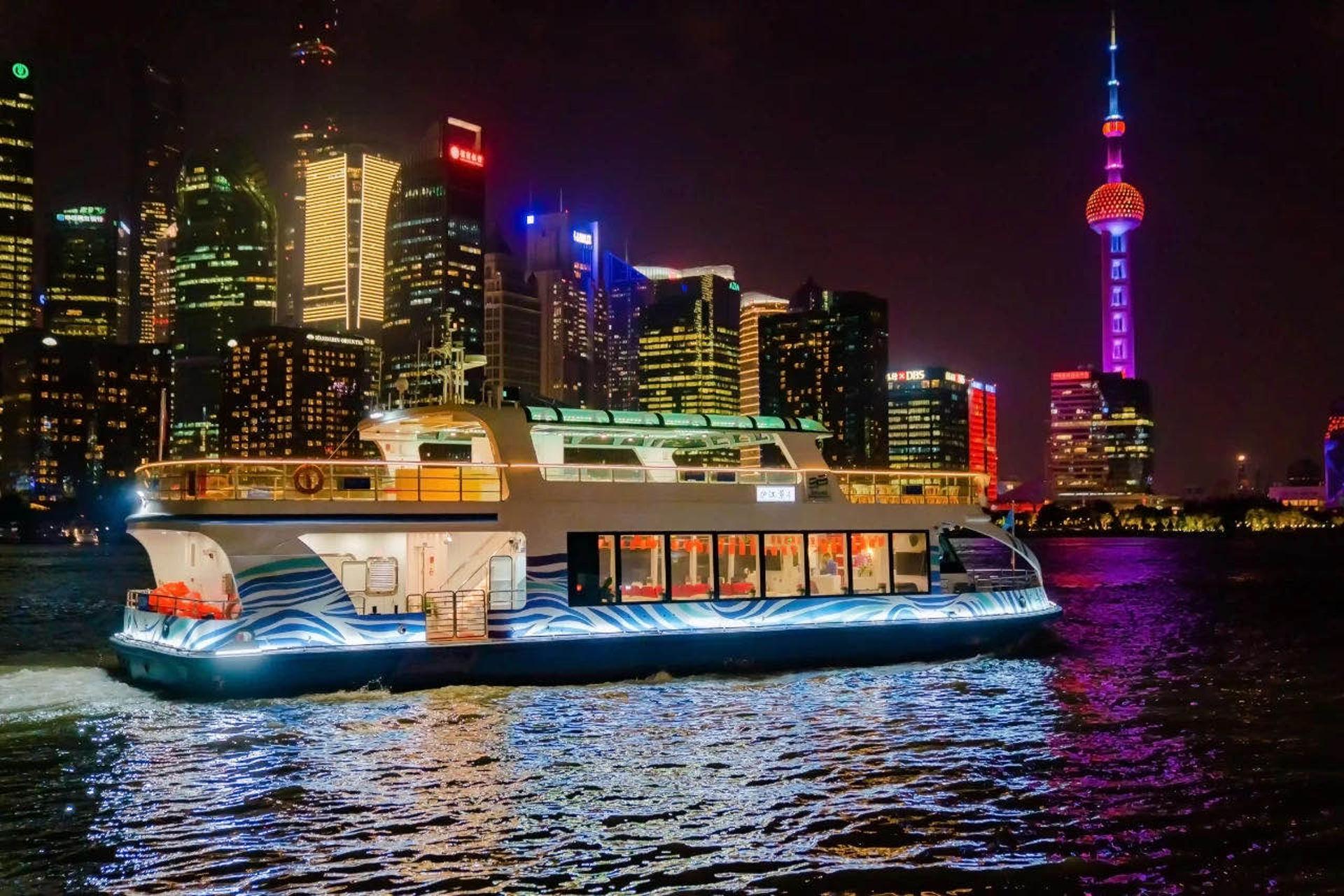 Shanghai: Night River Cruise Tour with Xinjiang Style Dining - Thumbnail 3