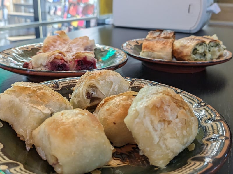 A tasting board of traditional Serbian street food and rakija on a guided Belgrade food tour. A tasting board of traditional Serbian street food and rakija on a guided Belgrade food tour.