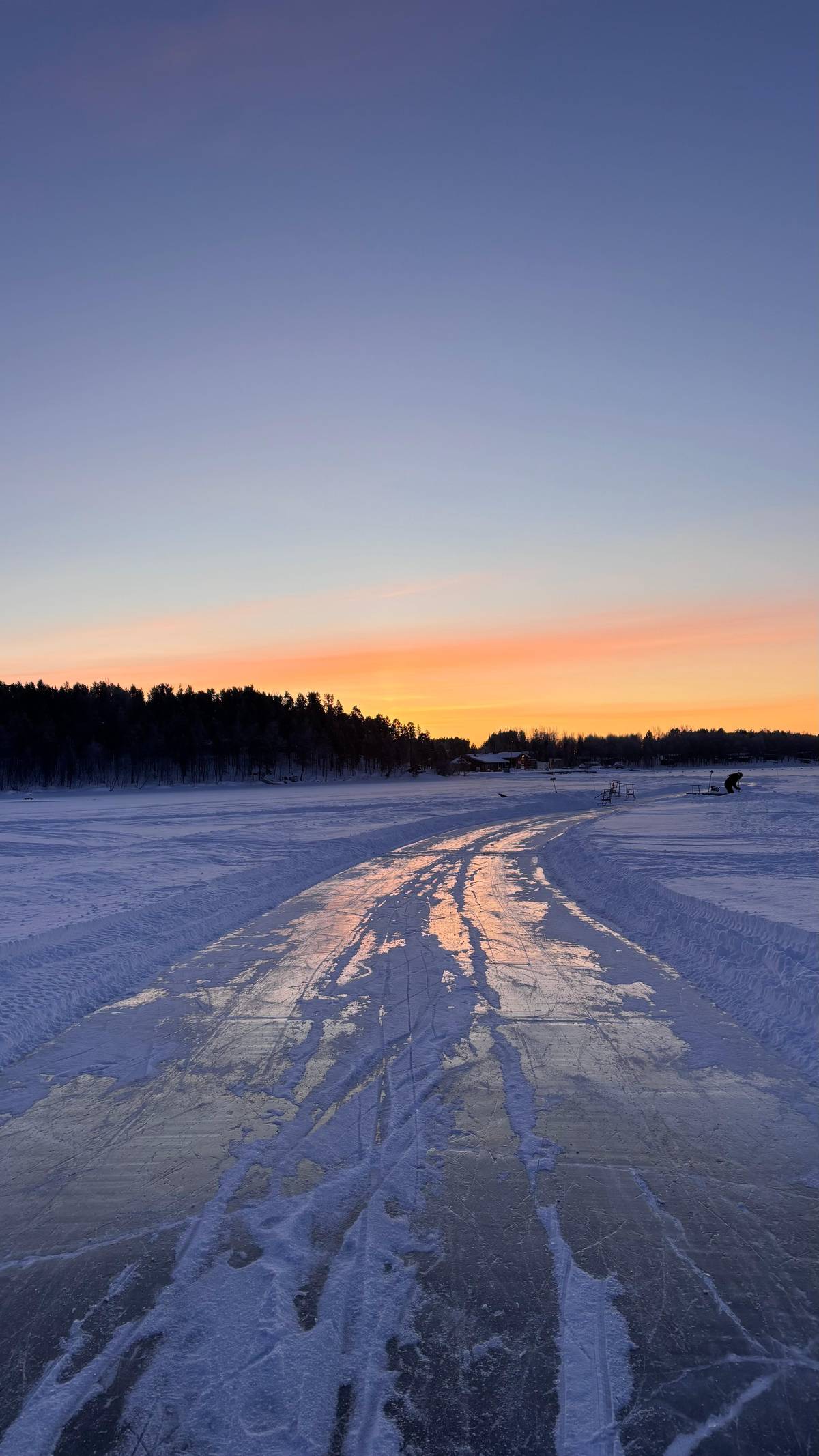 From Saariselkä: Ice-skating on Frozen Lake Inari
