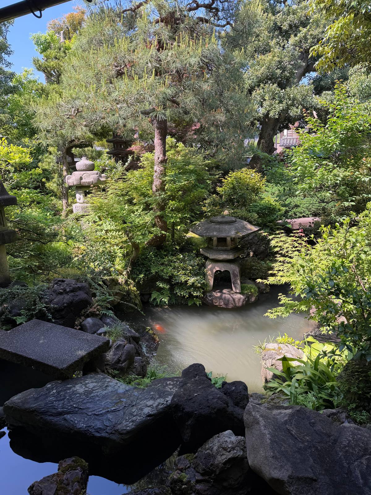 A stone lantern in a samurai house garden