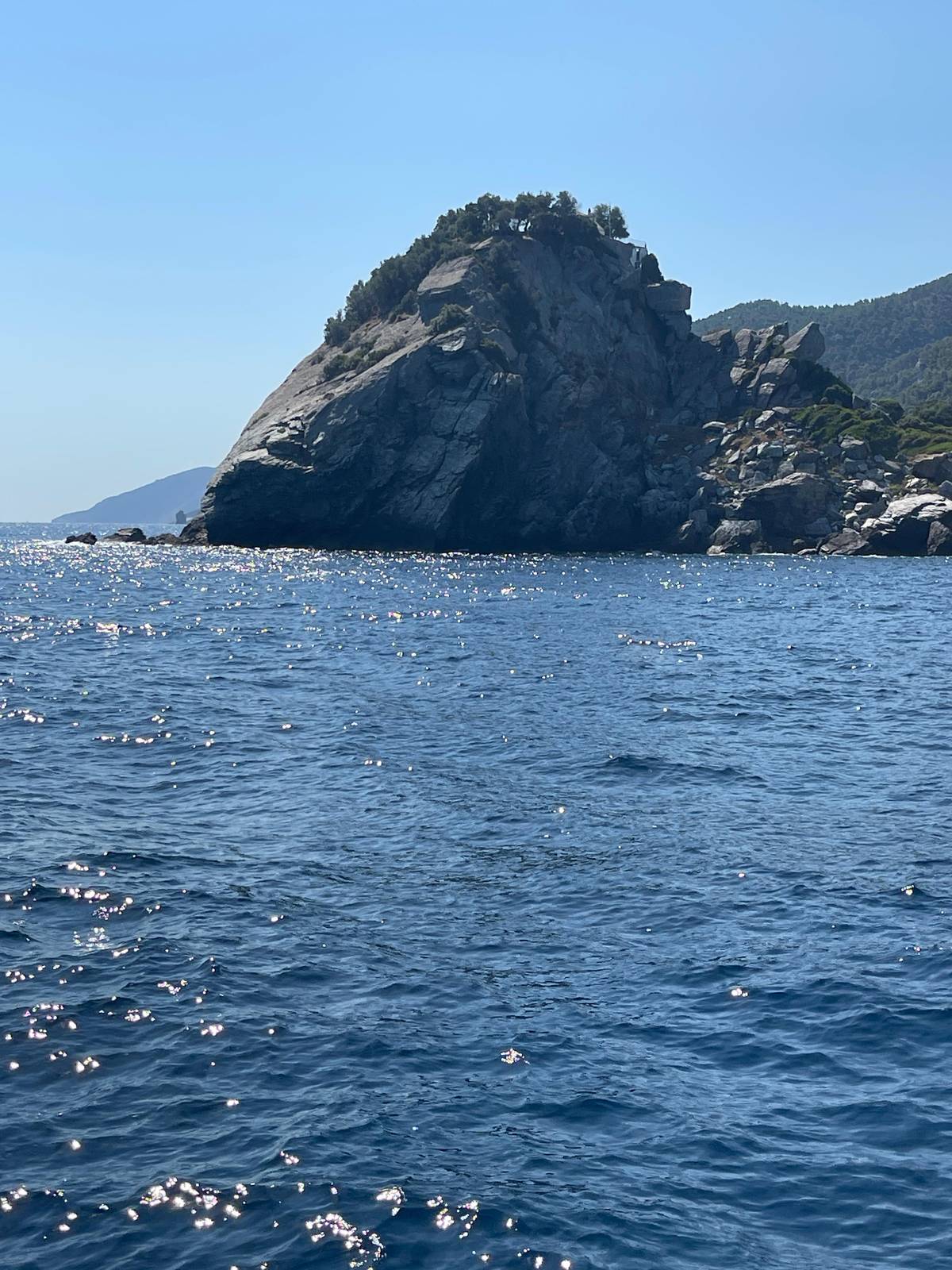 The rock of Agios Ioannis in Kastri seen from the sea
