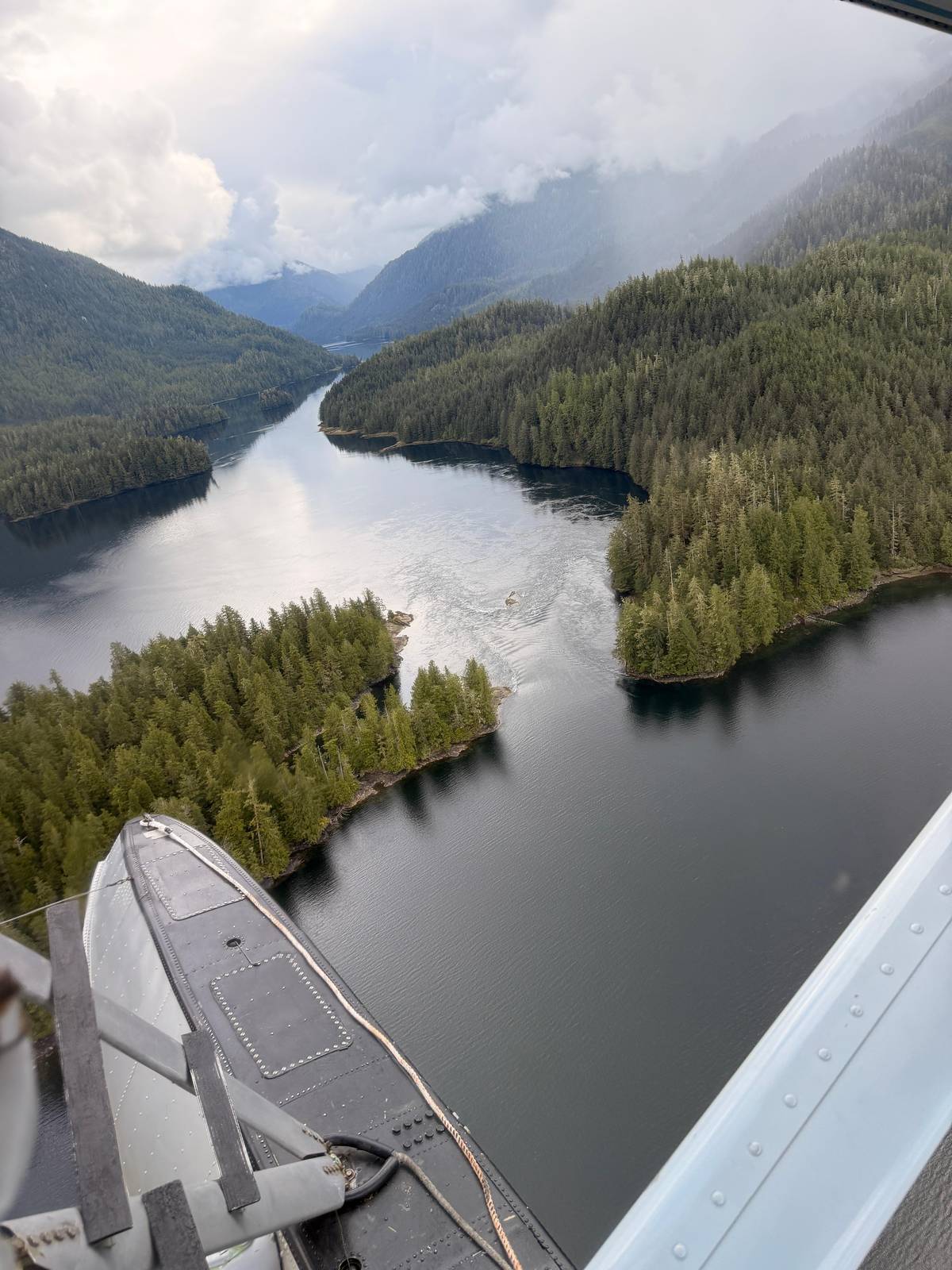 A long fjord under low cloud