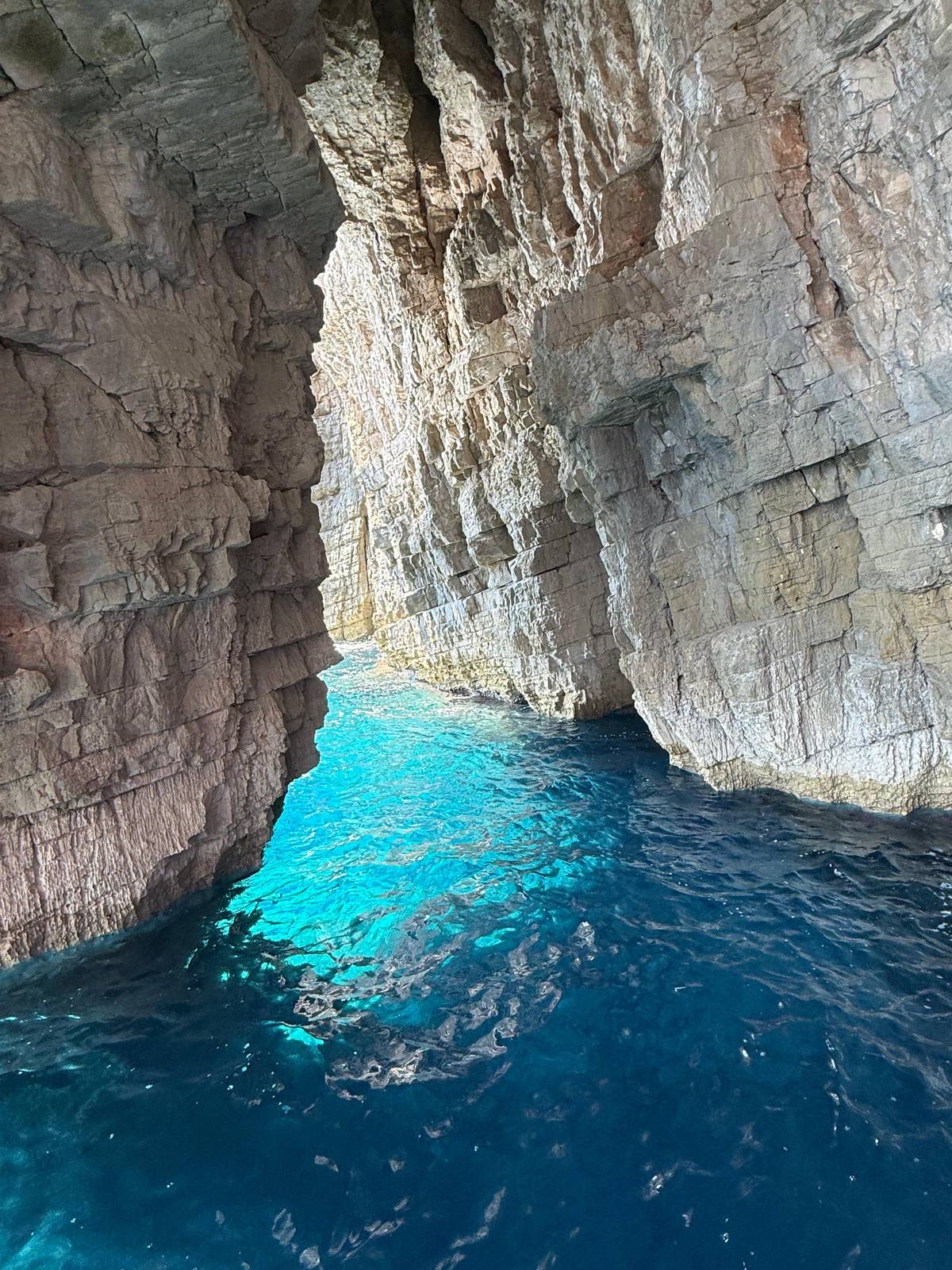 Light falling into a sea cave