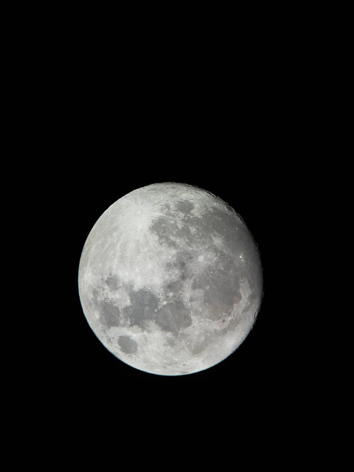 The full Moon seen through a telescope