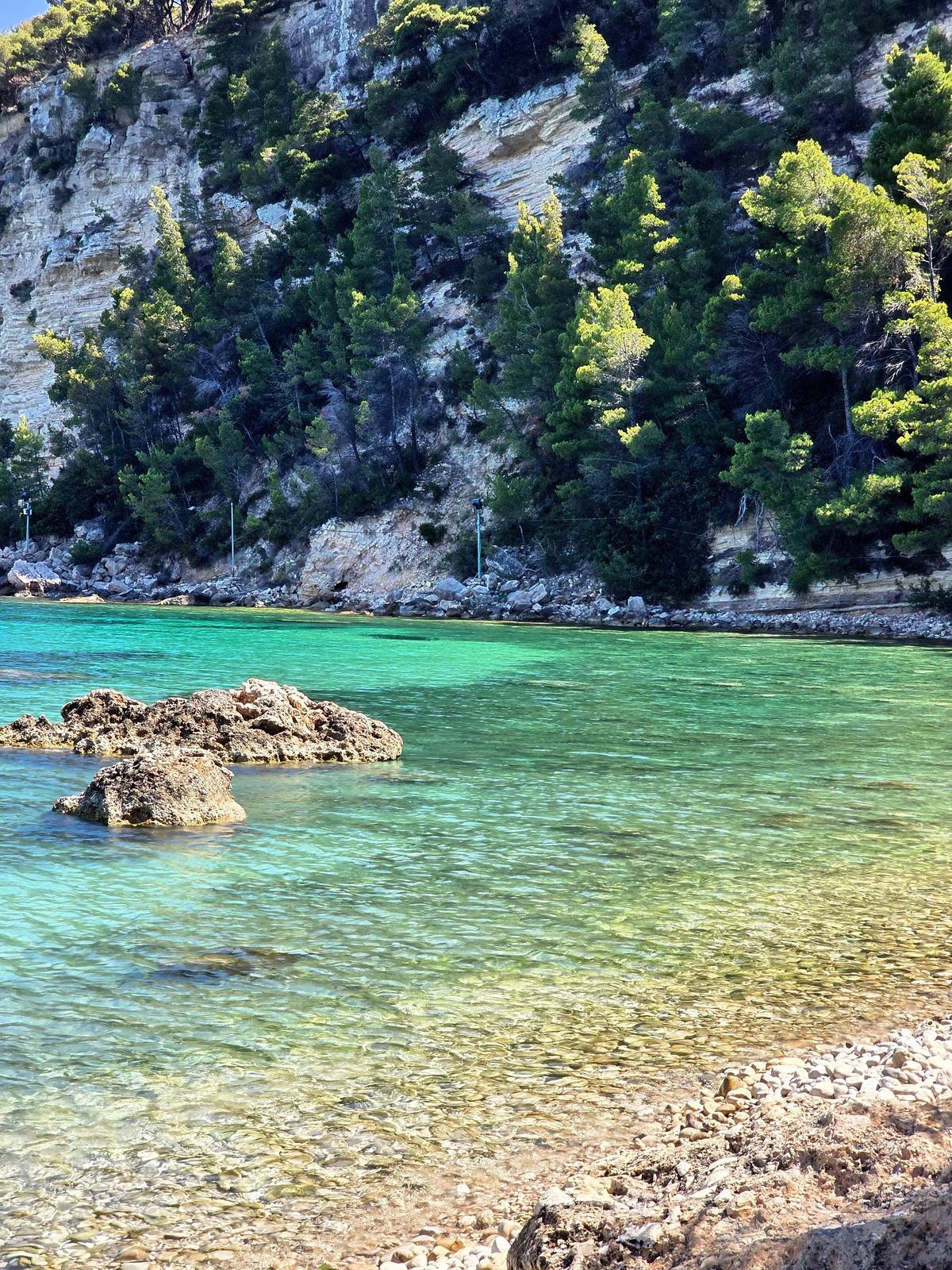 Green water in a sheltered cove