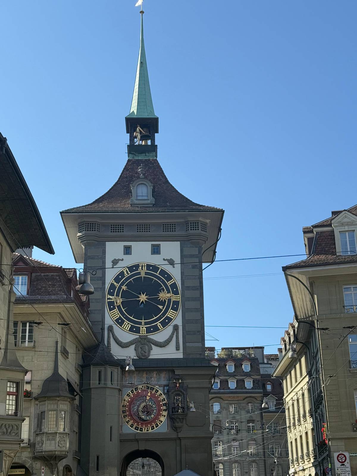 The Zytglogge clock tower against a blue sky